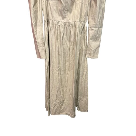 $248 Reformation Luce Dress Khaki Tan Brown Midi Long Sleeve Square Neck 8 - Picture 7 of 14